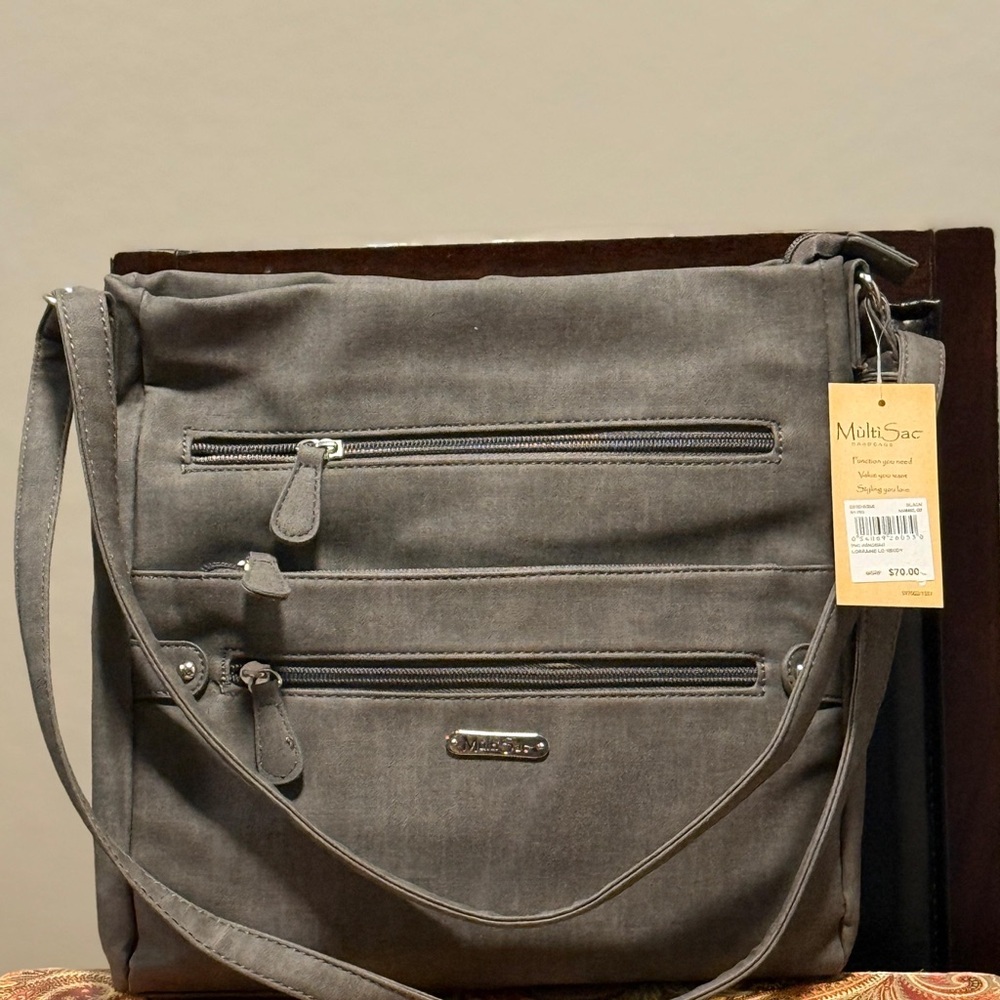 MultiSac Gray Crossbody Bag - Multiple Pockets!